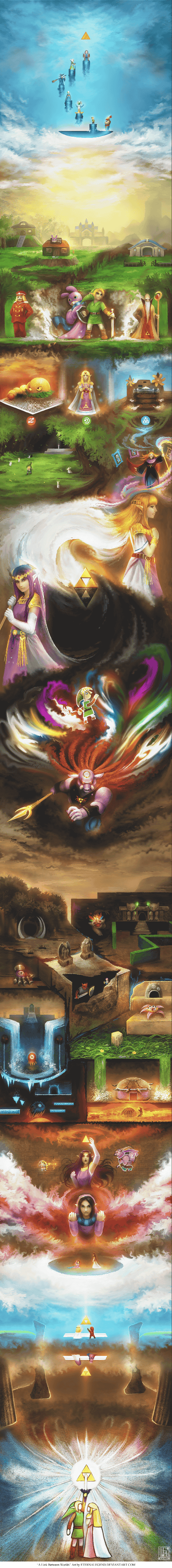 3DS「ゼルダの伝説 神々のトライフォース２」のストーリーを１枚のイラストで表現したファンアートが公開されています