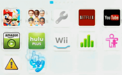 　Wii UのHomeボタンを押したときのメニューは、上の画像、動画のようなものになっており、Wiiのときよりも項目が増えています