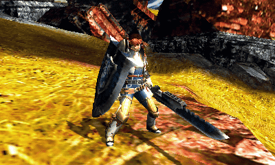 新武器の「チャージアックス」は、剣と盾を合体させて巨大な斧に姿を変える武器
