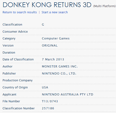 ニンテンドー3DSで発売予定の「ドンキーコング リターンズ 3D」の開発元が明らかになっています