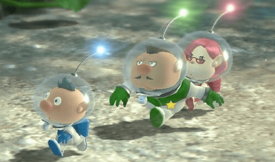 Wii U「ピクミン３」に登場する３人のキャプテン、男性キャラが２人、女性キャラが１人