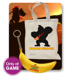 「ドンキーコング リターンズ 3D」は、イギリスのGame.co.uk限定で、バナナのキーリングと買い物袋がもらえます