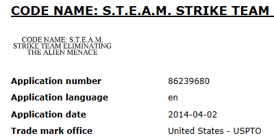 任天堂、「Code Name: S.T.E.A.M. Strike Team Eliminating the Alien Menace」の商標を登録