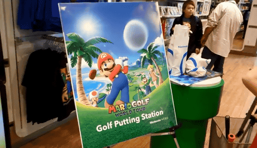 動画の後半は、3DS「マリオゴルフ ワールドツアー」のニンテンドーワールドストアでのロンチイベントの様子が紹介されており