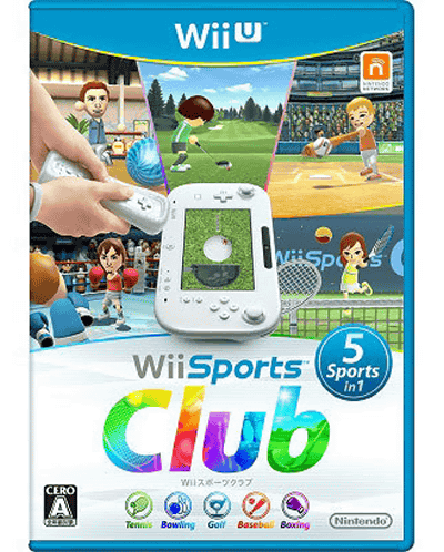 「Wiiスポーツクラブ」のパッケージ版には、テニス、ボウリング、ゴルフ、ベースボール、ボクシングの５種類のスポーツが収録されています