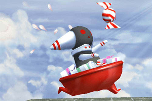ポッパラムは、スマブラ Wii版の「亜空の使者」に登場しており、プレゼント箱やキャンディを「おけ」に入れた姿をしたキャラです