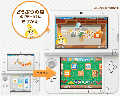 「テーマ」は、2014年10月に実施予定の3DSの本体機能の更新で追加される予定です