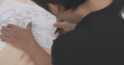 野村哲也氏が「キングダムハーツ」の「ソラ」のイラストを描く様子を映した動画が公開