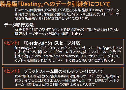 SCEが、PS4、PS3で発売している「Destiny」の体験版の配信が開始されました