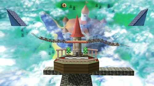 「スマブラ 3DS WiiU」の、「ピーチ城 上空」「ハイラル城」の新ステージ、「キングクルール」「クロム」の衣装、大会モードなどの追加日が発表されました