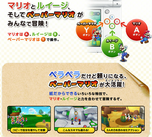 3DS「マリオ＆ルイージRPG ペーパーマリオMIX」の公式サイトが公開