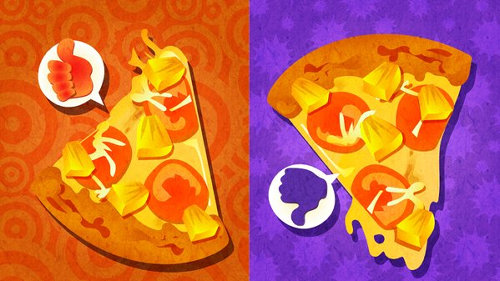今回は、ピザのトッピングにパイナップルは「あり vs なし」で対決が行われます