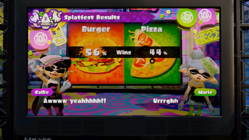 今回は、「ハンバーガー VS ピザ」のお題で対決が行われており、どちらが好きがが問われています
