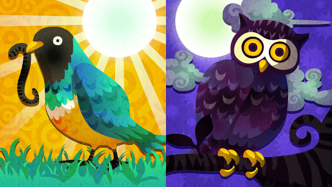自分は朝型なのか夜型なのかを問うお題となっており、英語では「Early Birds vs Night Owls」と表現されます