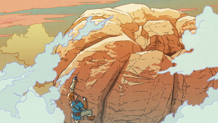 公開されたのは、ハロウィーン用のイラストで、リンクがカボチャっぽい岩を登っているシーンが描かれています
