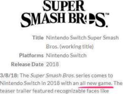 ニンテンドースイッチで発売される予定の「大乱闘スマッシュブラザーズ」は、結論から言えば、3DS＆WiiU版の移植or完全版か、1から作った完全新作