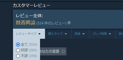 Steamの「ファイナルファンタジー16」の体験版の評価は、この記事時点で524件投稿されています