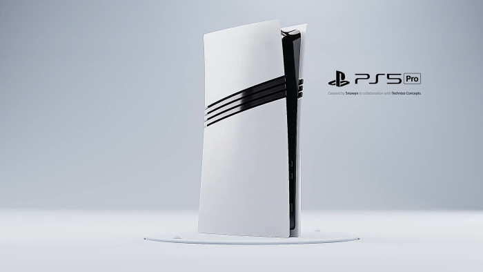 PS5 Proのデザインは、普通のPS5本体に3本の黒い線が入ったようなものになっています