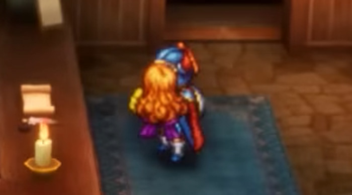 ローラ姫を抱きかかえたまま宿屋に泊まり翌朝を迎えると、宿屋の店主から「ゆうべは　おたのしみでしたね」と言われます