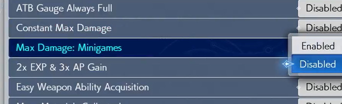 この敵への攻撃ダメージを最大値にする「ダメージ9999機能」が、2作目の「ファイナルファンタジー7 リバース」ではミニゲーム内のバトルでも使える