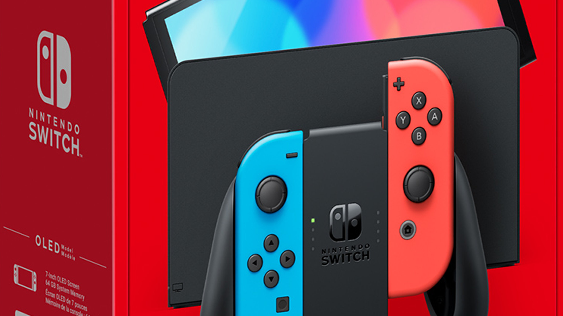 海外最新 任天堂Switch 新型スイッチ 有機ELモデル ネオンブルー